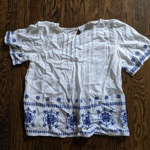 Loft embroidered white blouse